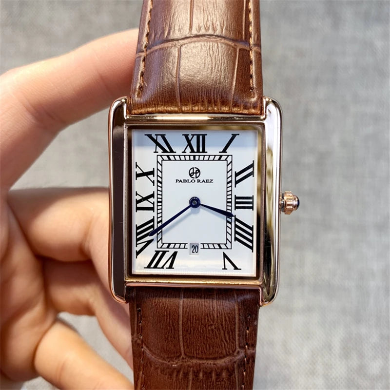 Luxury Men's & Women's Fashion Rectangle Thin Leather Watch