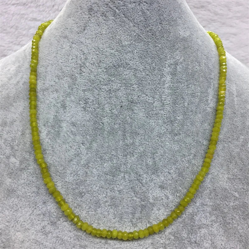 Gold Olivine Green Peridot Necklace, 1/3/6 Strands Faceted Beaded Chain Choker for Women.