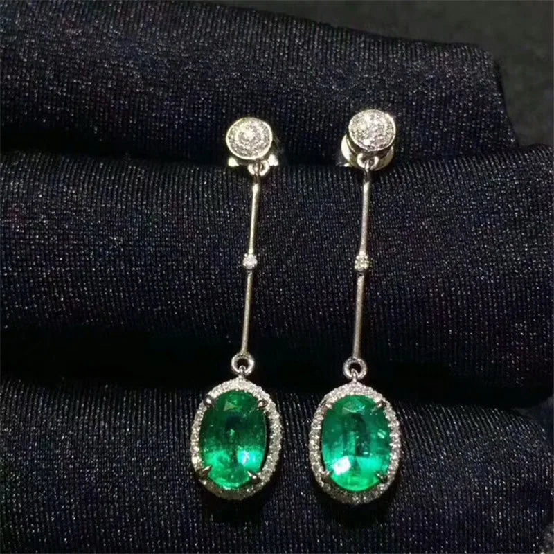 925 Silver Emerald Gemstone Earrings for Women