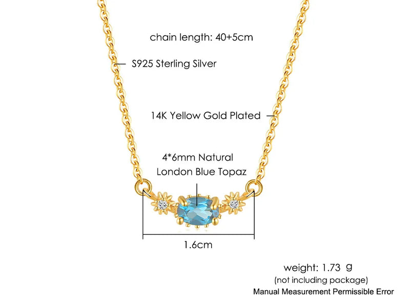 925 Silver and 14K Gold London Blue Topaz Jewelry Set for Women