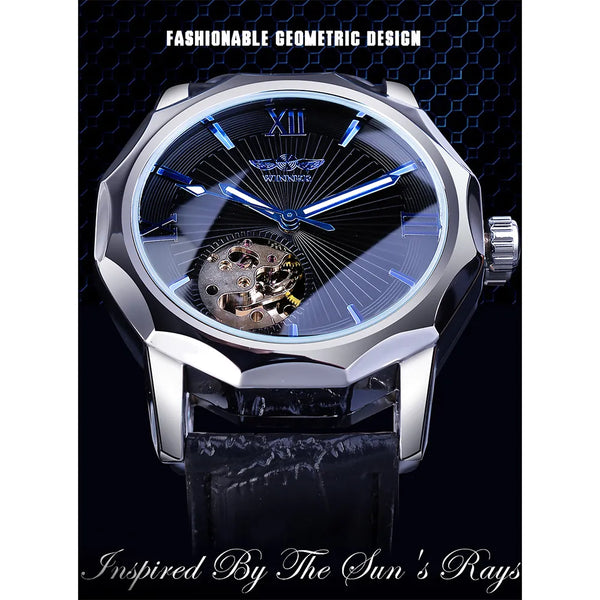 Stainless Steel Transparent Skeleton Dial Men's Watch