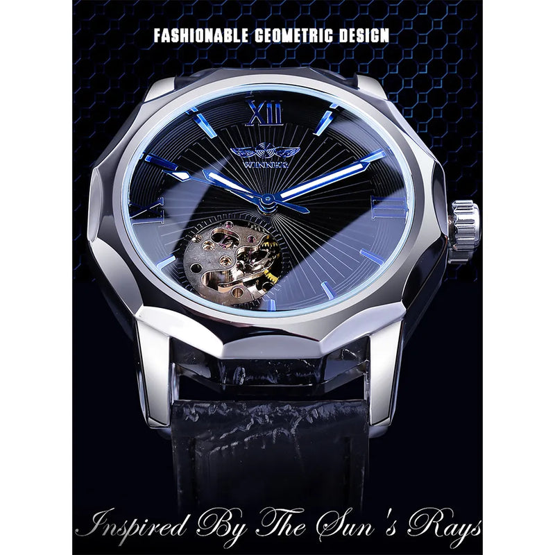 Stainless Steel Transparent Skeleton Dial Men's Watch