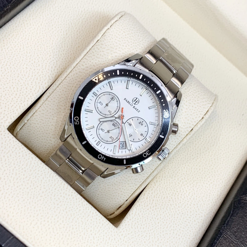 Luxury Men's Steel Chronograph Watch with Date Calendar and Business Casual Sports Style