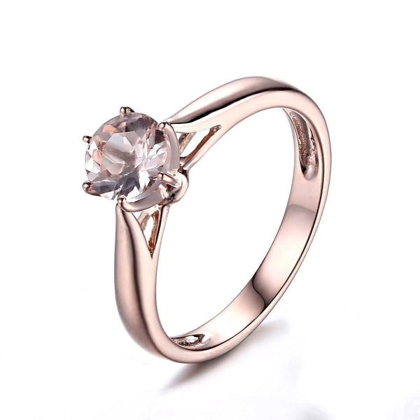 14K Rose Gold 6mm Morganite Engagement Ring for Women