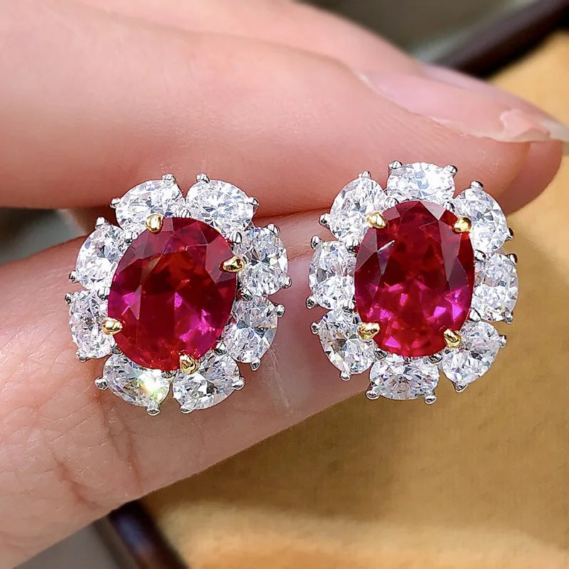 Sterling Silver Natural Ruby Earrings