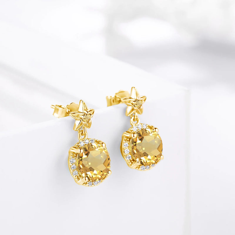 14K Gold Natural Citrine Stud Earrings, 0.50ctw for Women