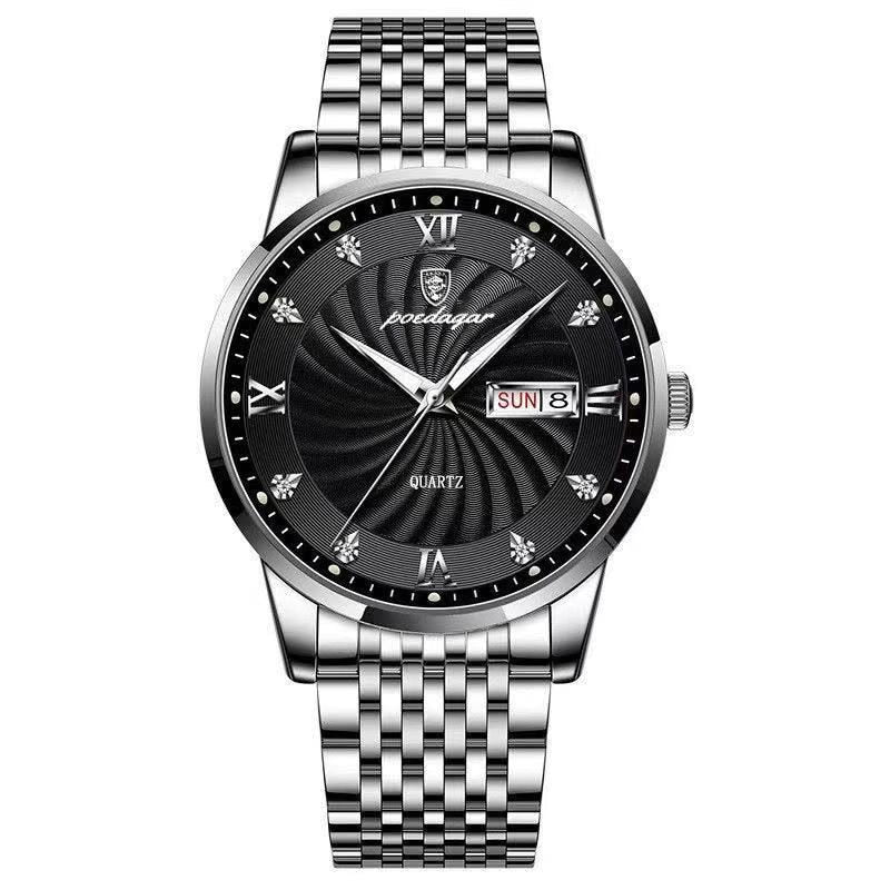 Stainless Steel Watch with Luminous, Date, Week Functions for Men