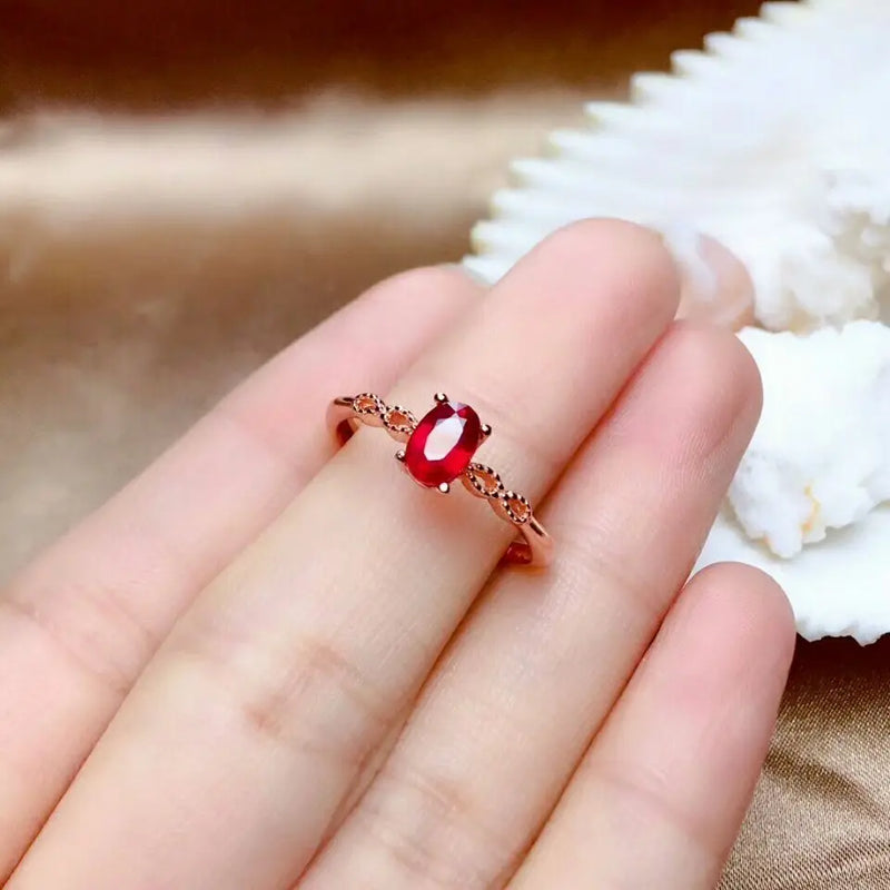 Sterling Silver Natural Ruby Ring for Women