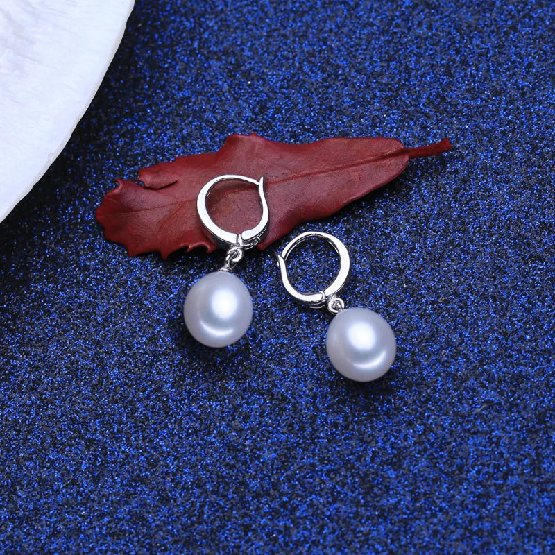 Silver Freshwater Pearl Drop Earrings For Women