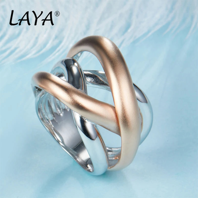 925 Sterling Silver Frosted Twist Rope Chunky Ring for Women Men