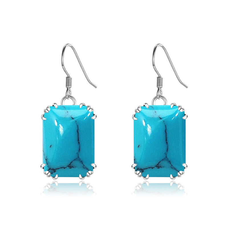 Sterling Silver Turquoise Long Dangle Earrings for Women