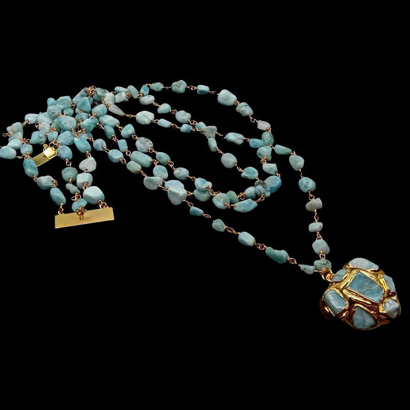 Sterling Silver Blue Larimar Heart Pendant Necklace for Women
