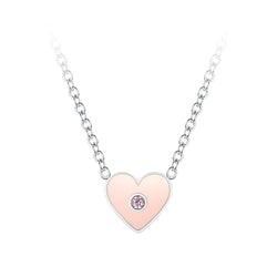 ENFASHION Zircon Pink Heart Necklace For Women Gold Color Chain Necklaces Stainless Steel Fashion Jewelry Bijoux Femme P213206