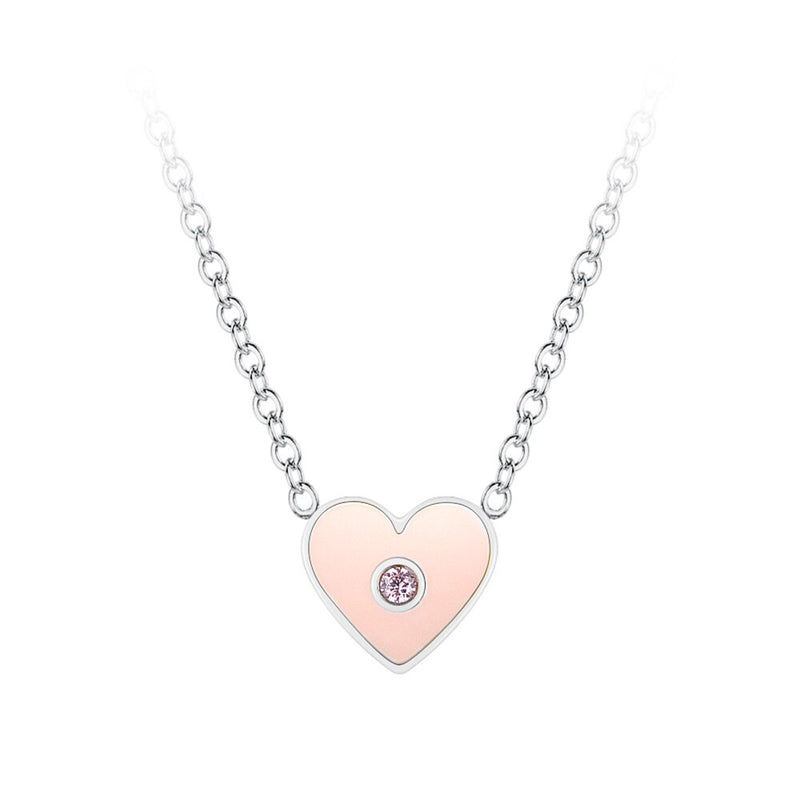 ENFASHION Zircon Pink Heart Necklace For Women Gold Color Chain Necklaces Stainless Steel Fashion Jewelry Bijoux Femme P213206