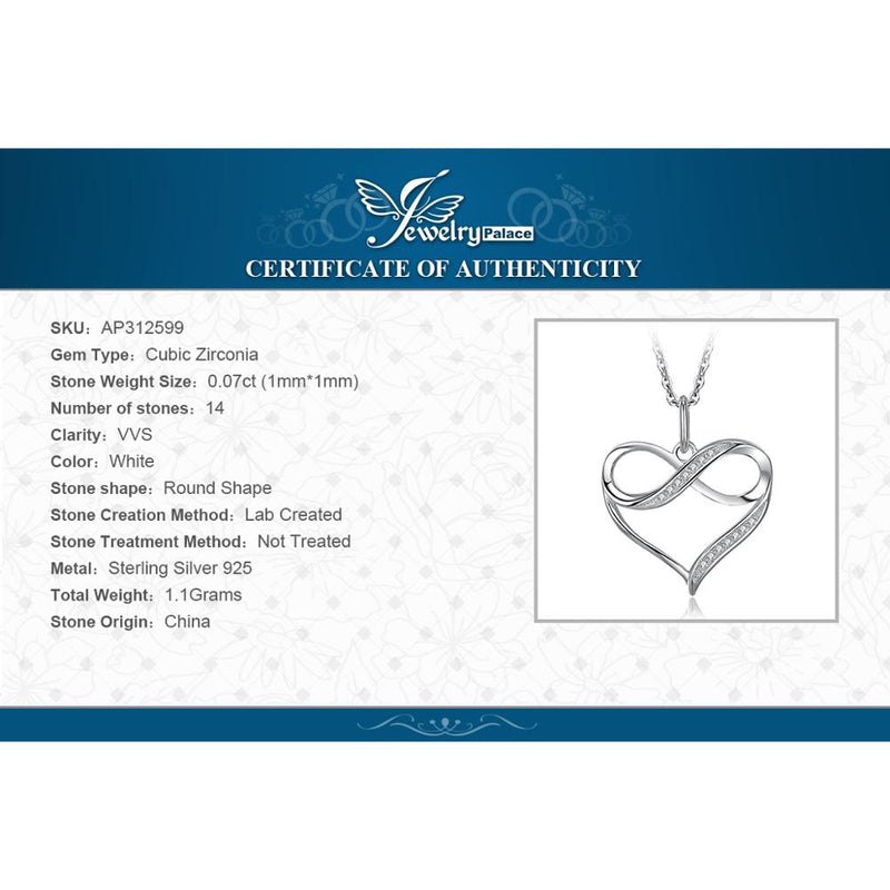 Sterling Silver Simulated Diamond Infinity Knot Heart Pendant Necklace for Women