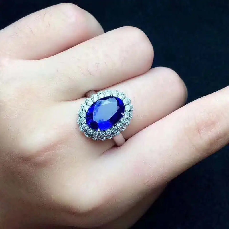 925 Silver Sapphire Ring, Beautiful Color, Exquisite Workmanship, Good Quality