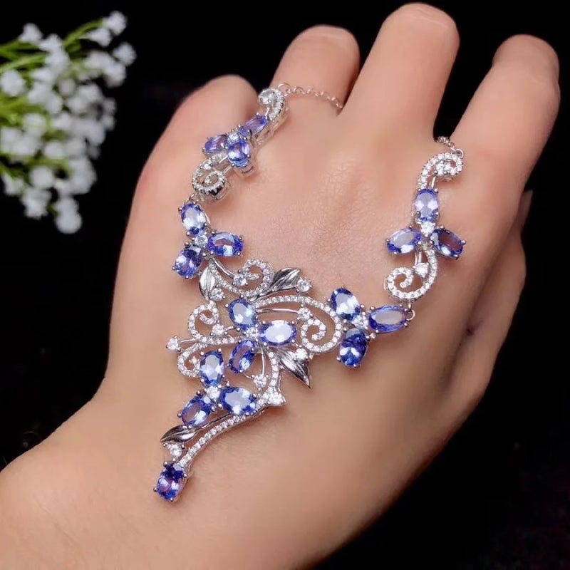 925 Sterling Silver Tanzanite Necklace for Women