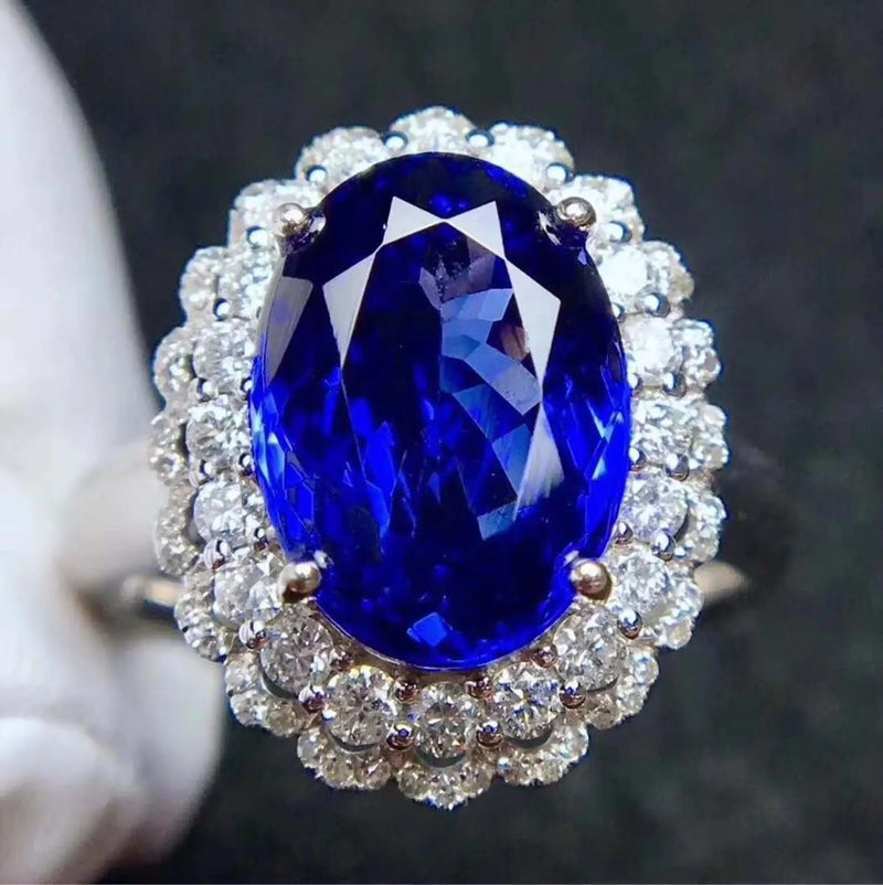 925 Silver Sapphire Ring, Beautiful Color, Exquisite Workmanship, Good Quality