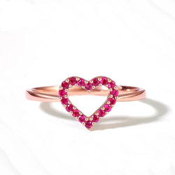 14k Rose Gold 0.16ct Natural Rubies Ring for Women