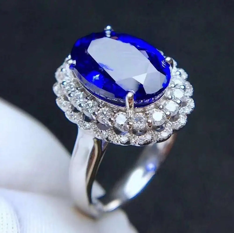 925 Silver Sapphire Ring, Beautiful Color, Exquisite Workmanship, Good Quality