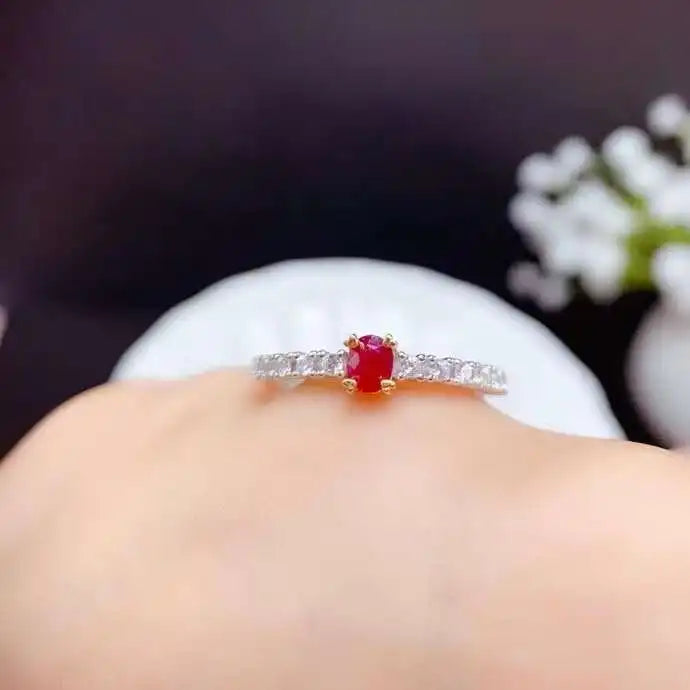 Sterling Silver 0.12 Carat Ruby Ring for Women