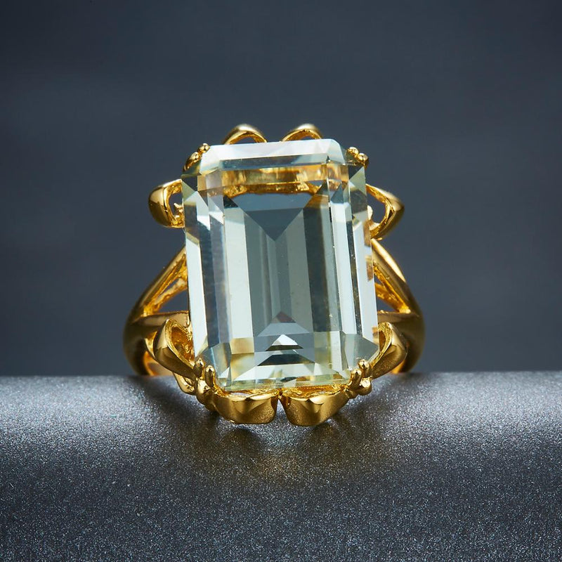 925 Sterling Silver Green Amethyst Ring for Women