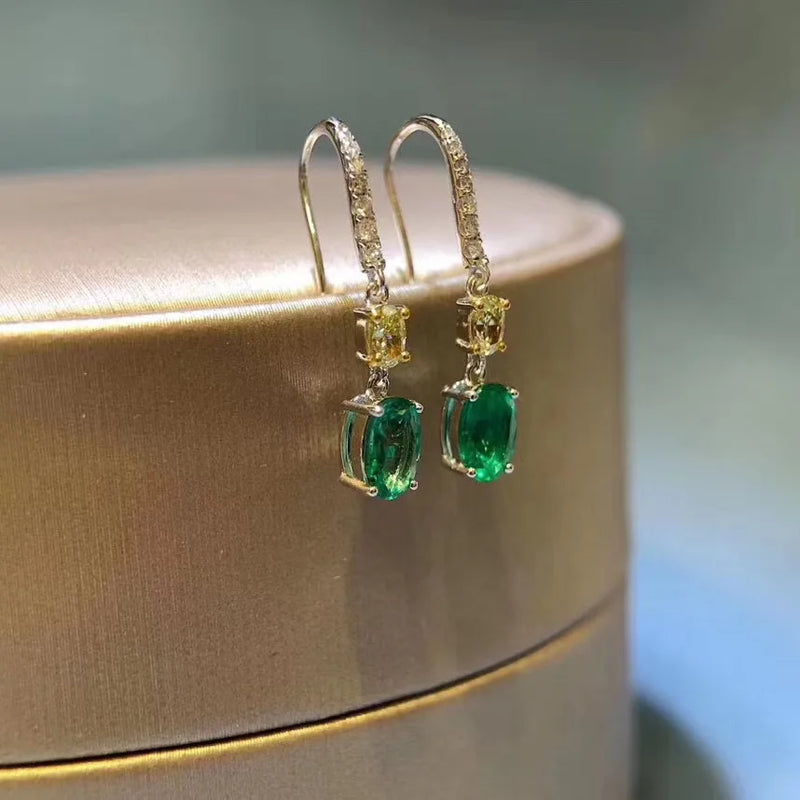 925 Silver Emerald Gemstone Earrings for Women