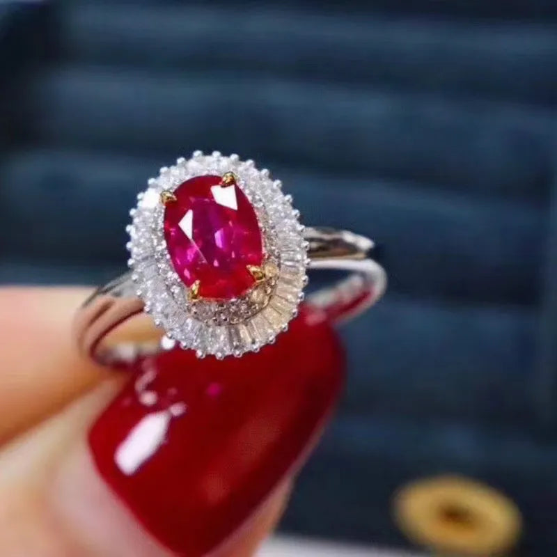 Sterling Silver Natural Ruby Ring for Women