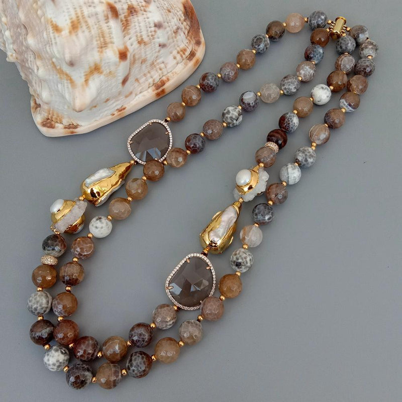 Sterling Silver Fire Agate Druzy Choker Necklace for Women