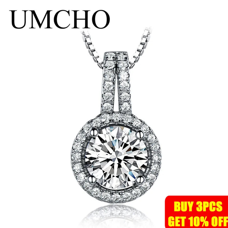 925 Sterling Silver Cubic Zircon Pendant Necklace for Female