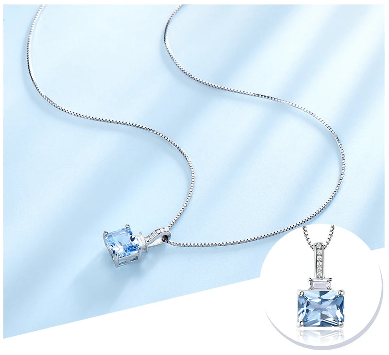 Sterling Silver Sky Blue Topaz Pendant Necklace for Women