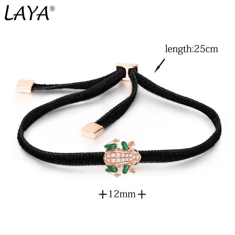 Sterling Silver Cubic Zirconia Enamel Frog Bracelet for Women