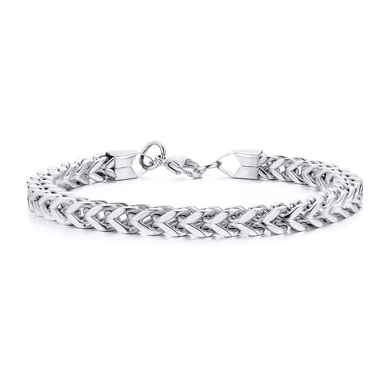 Stainless Steel Wheat Link Chain Bracelet, 6.5MM-12.5MM, Two-Strand, for Men