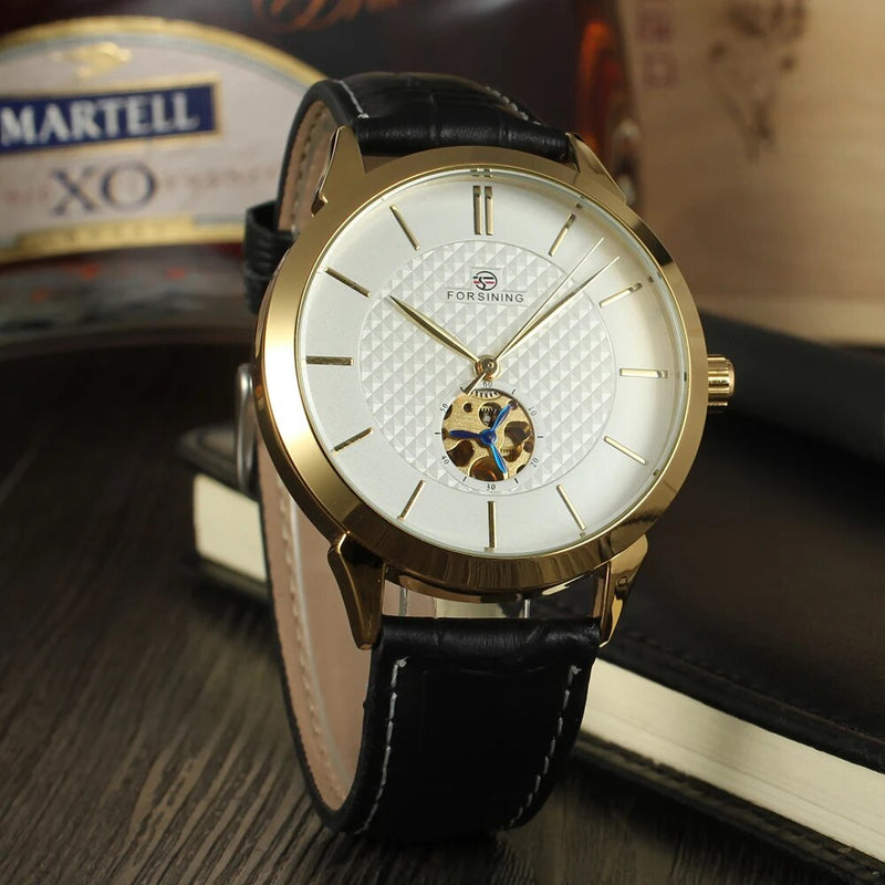 Stainless Steel Small Hollow Dial Mechanical Watch for Men