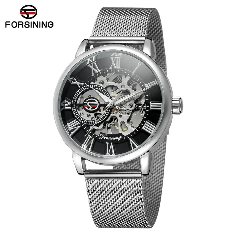 Silver Automatic Mechanical Wrist Watch for Men and Women