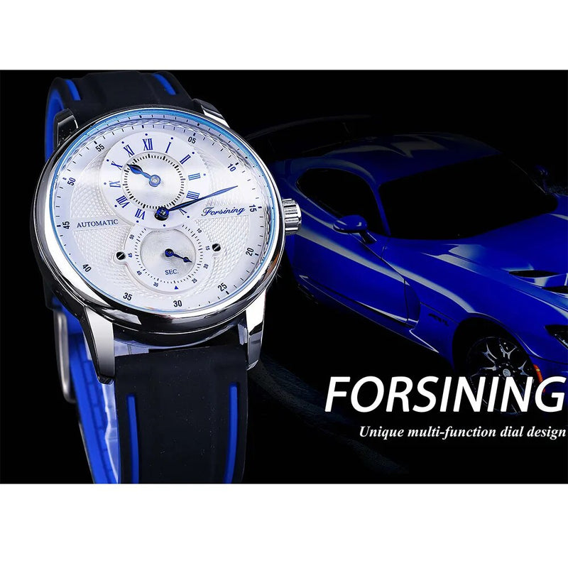 Stainless steel automatic transparent case men's watch.