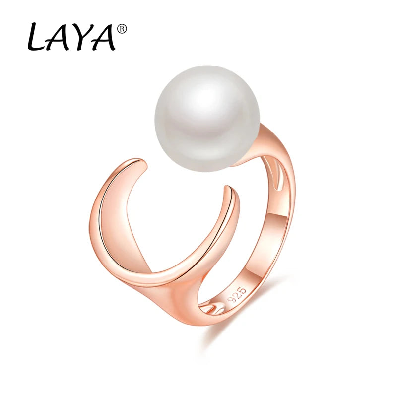 Sterling Silver Natural Freshwater Pearl Statement Ring for Women