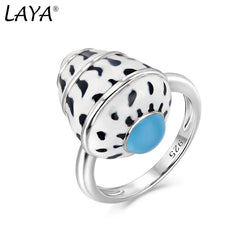 925 Sterling Silver Conch Ring with Enamel, Colorful for Women