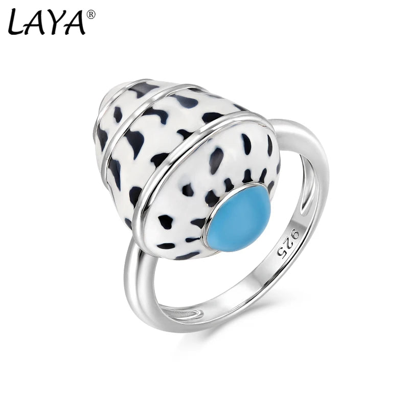 925 Sterling Silver Conch Ring with Enamel, Colorful for Women