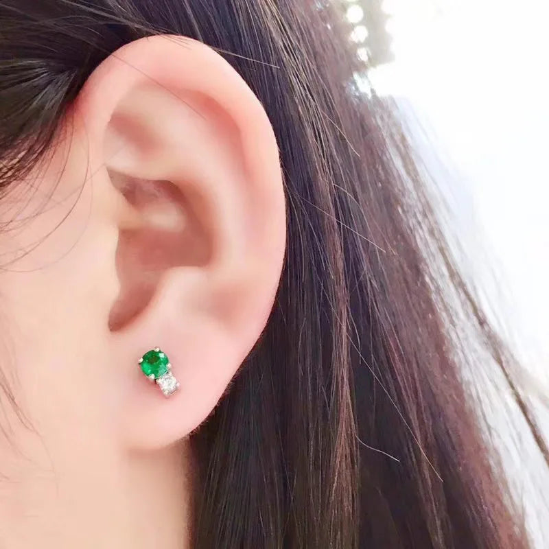 Sterling Silver Emerald Earrings for Women