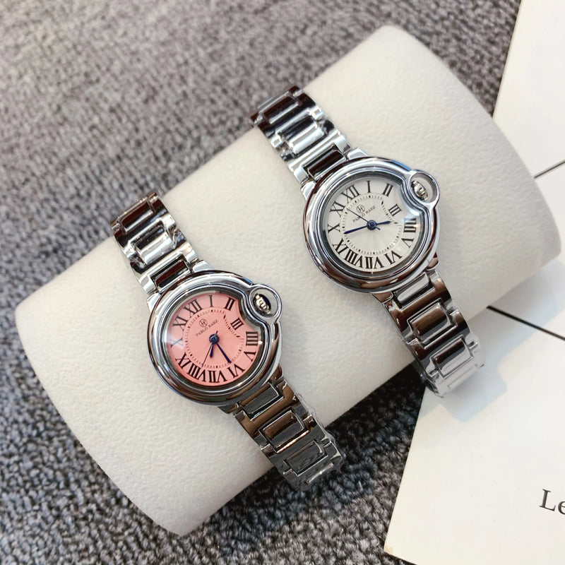 Pink Quartz Movement Women's Stainless Steel Waterproof Luxury Watch