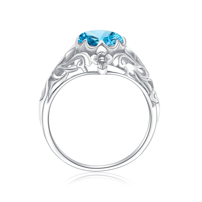 Sterling Silver Blue Topaz Ring for Women