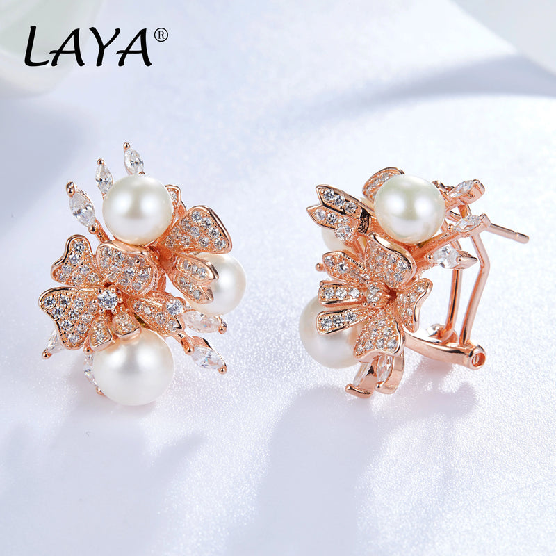 Sterling Silver Shell Pearl Zircon Earrings Necklace Ring Set for Women