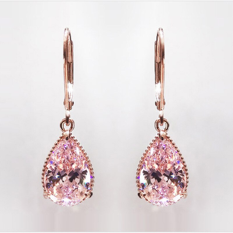 Real Dangle Earring 925 Sterling silver Water Drop 4ct Pink Diamond Party Wedding Drop Earrings for Women Jewelry