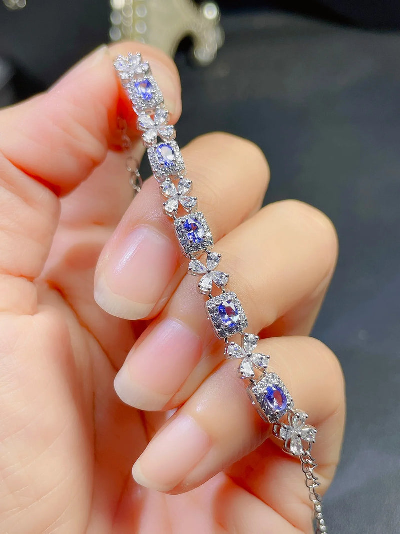 Silver Blue Tanzanite Bracelet for Girl