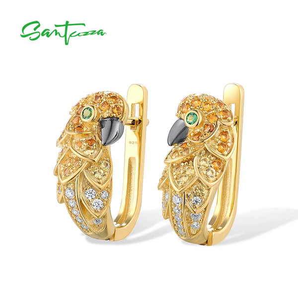 Sterling Silver Green Spinel Gold Tone Earrings for Women