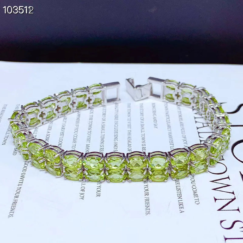 925 Sterling Silver Rose Gold Olivine Bracelet. Exquisite. Latest Design. Personality. For Women.