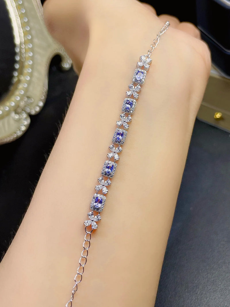 Silver Blue Tanzanite Bracelet for Girl