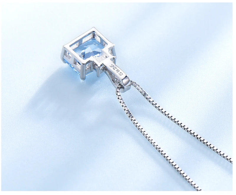 Sterling Silver Sky Blue Topaz Pendant Necklace for Women