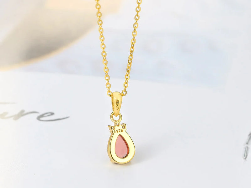 14K Gold Plated Sterling Silver Waterdrop Garnet Jewelry Set for Women